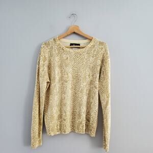 Sag Harbor Cream Snakeskin Print Sweater L
